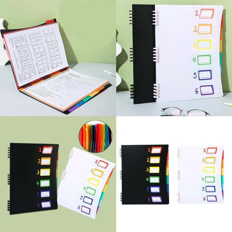 6 Pockets Expandable Document Folder Letter Size File Organiser with Removable Pages Colorful Numbered Label Window