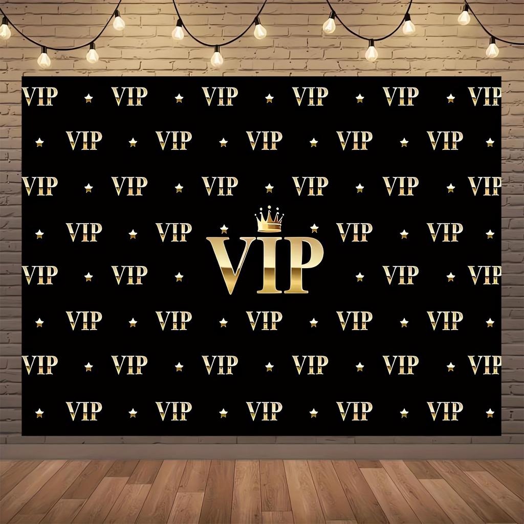 1 piece of VIP championship photo backdrop - stylish black and gold 2D signs, suitable for indoor and outdoor occasions