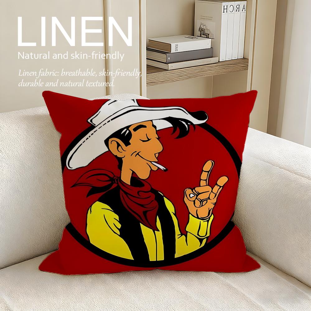 Cartoon Lucky Luke Cushion Cover Pillowcase Set Pcs x x Breathable Washable Sofa Cushion Cover