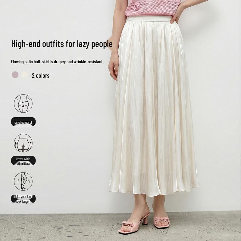 Women s A-Line High-Waist Pleated Midi Skirt M