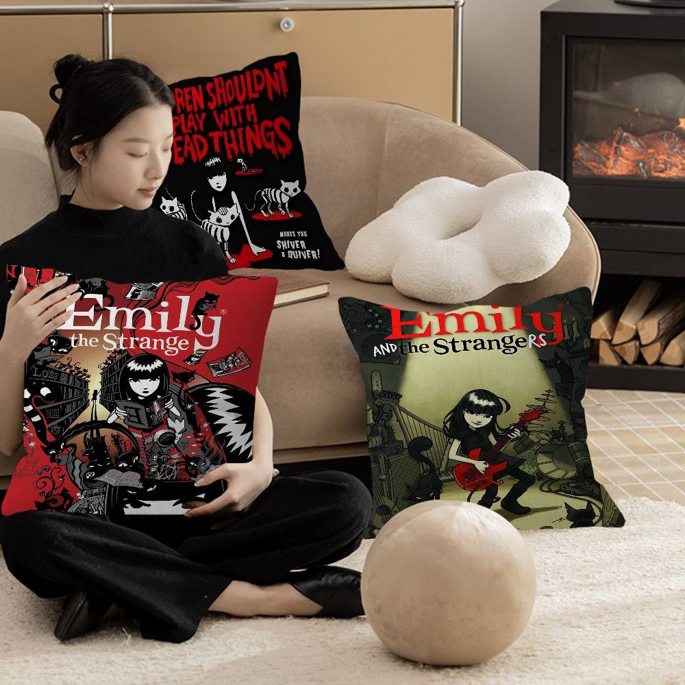 Comics Emily The Strange Cushion Cover Inches Farmhouse Decor Home Throw Pillow Covers for Couch Decorations