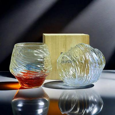 Bicchiere da Whisky Stile Giapponese da 380ml Bicchiere da Vino Retrò Opaco Martellato Tazza da Bevanda Regali Mug da Whisky Cognac Brandy XO Con Legno
