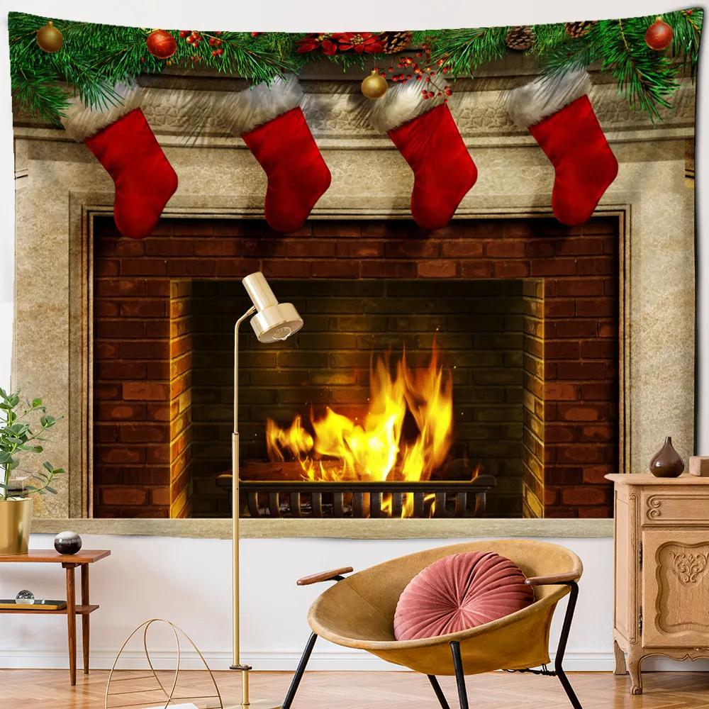 Christmas Tapestry Christmas Tree Holiday Home Living Room Bedroom Wall Hanging Decoration Festive Background Cloth Tapestry