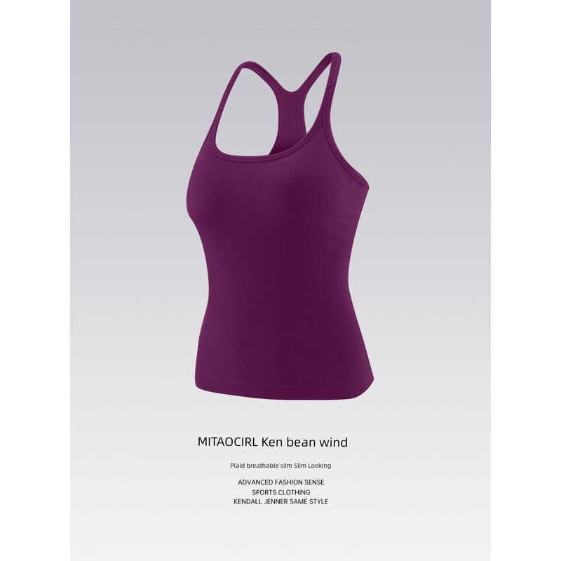 

Mitaogirl Kendall Sports Top Women Running Workout Clothes Slim fit Yoga Underwear Belt Chest Pad Quick-Drying Vest
