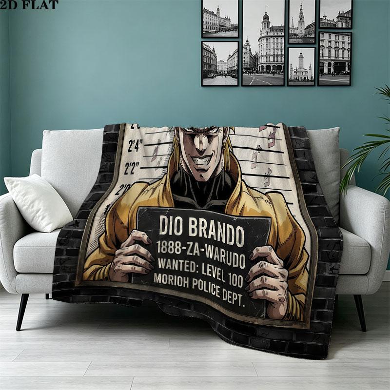 1PC Jojos Bizarre Adventure Patterned Flannel Blanket Suitable For All Seasons For Home Decor Warmth And Comfort Gifts Holiday Present