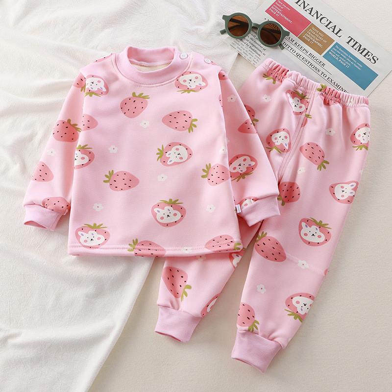 Childrens Warm Milk Silk Pajamas With Animal Prints For Autumn And Spring