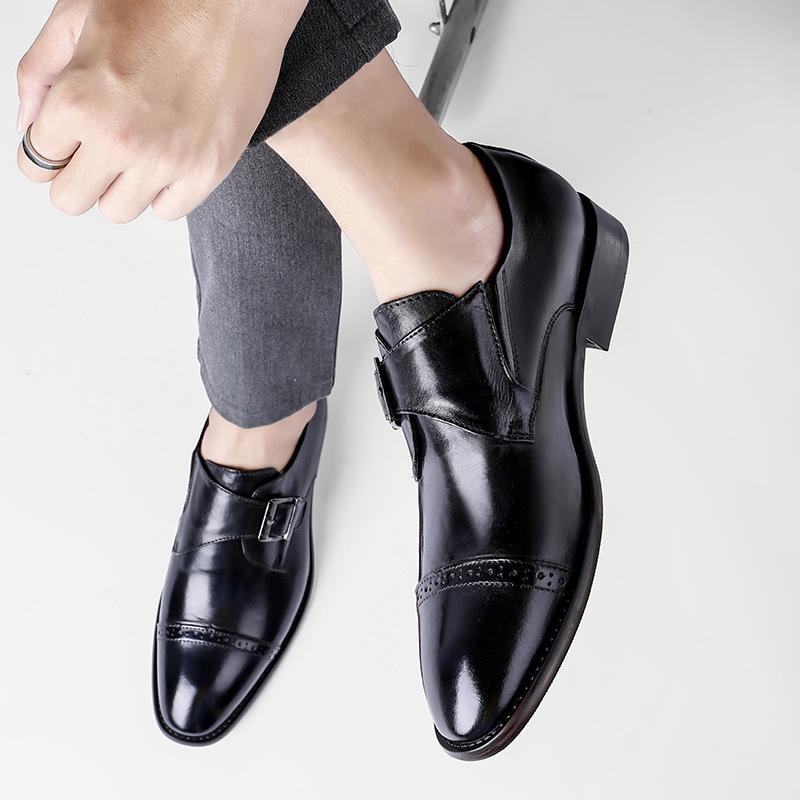 

Мужская обувь 2025 года, весна, новый британский стиль, деловые туфли из кожи, свадебные туфли, мужская остроносая обувь в корейском стиле, модные туфли 38 чёрный