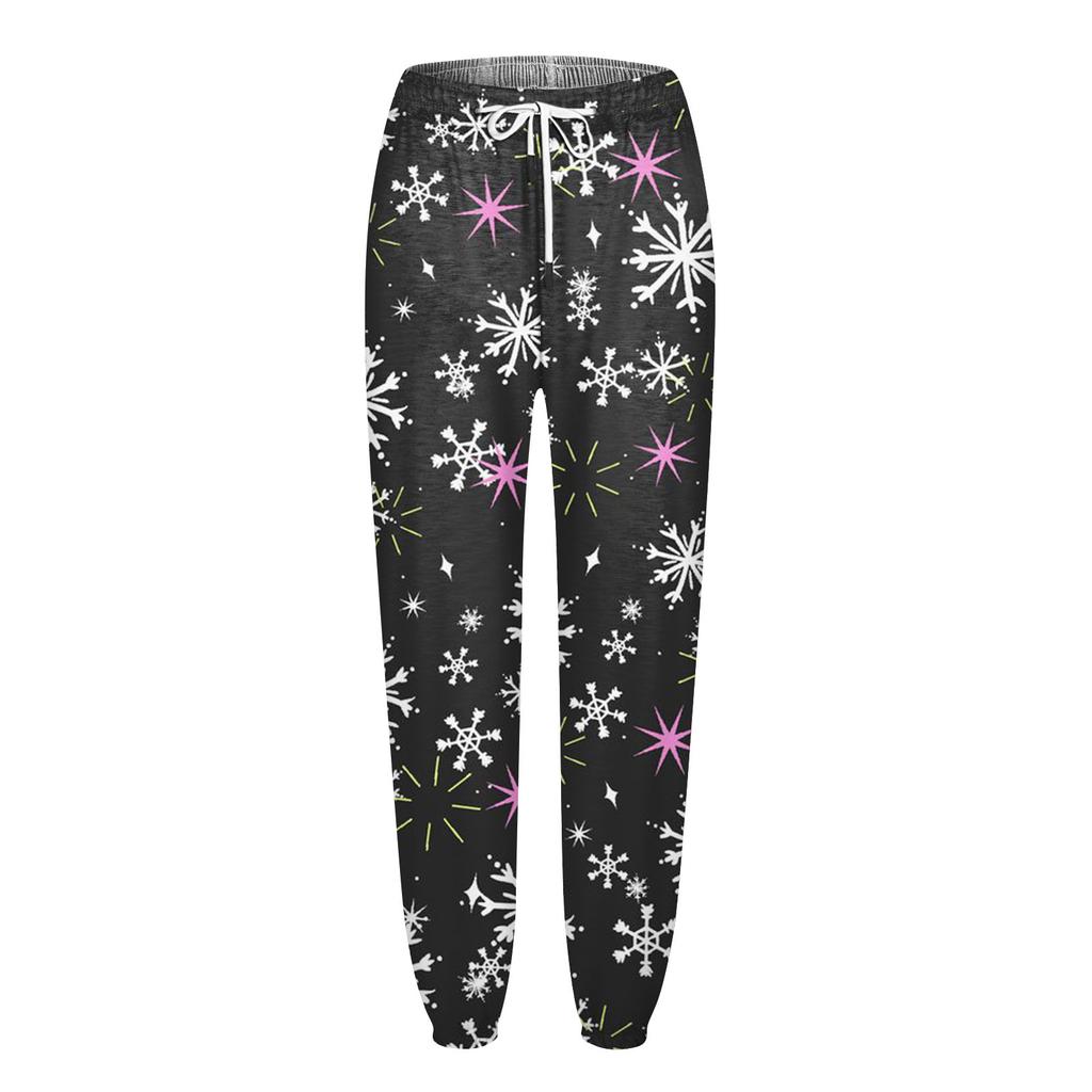 Women's Casual Fashion Christmas Printed Casual Sweatpants Elastic Waist Drawstring Pants