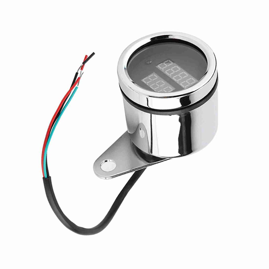 2 In 1 Motorcycle LED Digital Voltmeter Tachometer Gauge Metal Odometer Speedometer