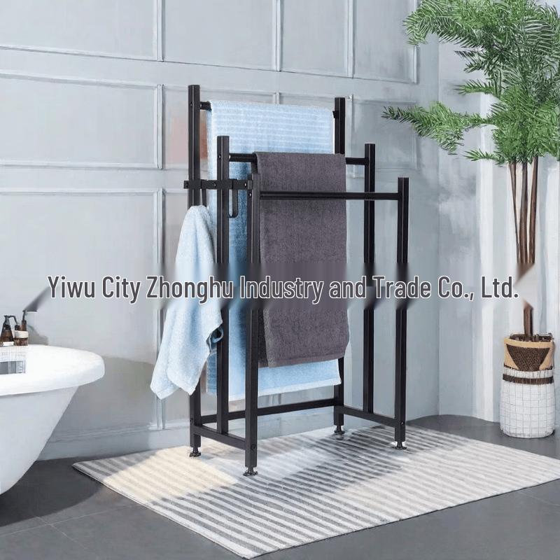 MDNG Black Freestanding Bathroom Towel Rack