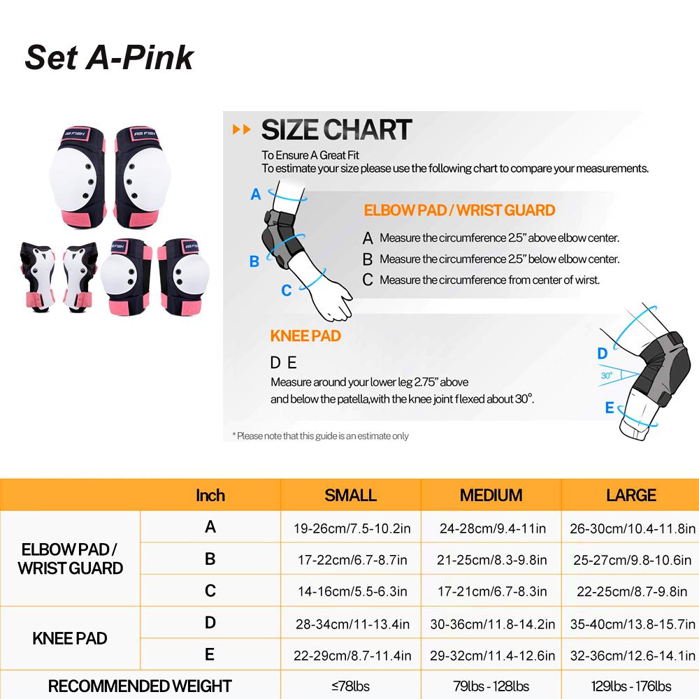 

6шт наколінники/налокітники для дорослих дітей з наколінниками Elbowsavers Wrist Savers Захисні спорядження для скейтборду Велосипедний ролик S