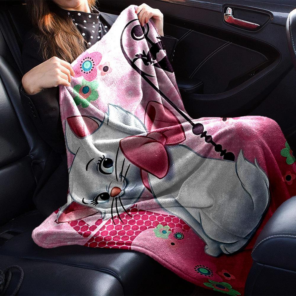 1pc cat, Paris blanket Lightweight Flannel Throw for Sofa Bed Travel Camping Livingroom Office Couch Chair
