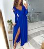 2021 New Autumn/Winter V-Neck Long Sleeve Slit Hem Dress for Women