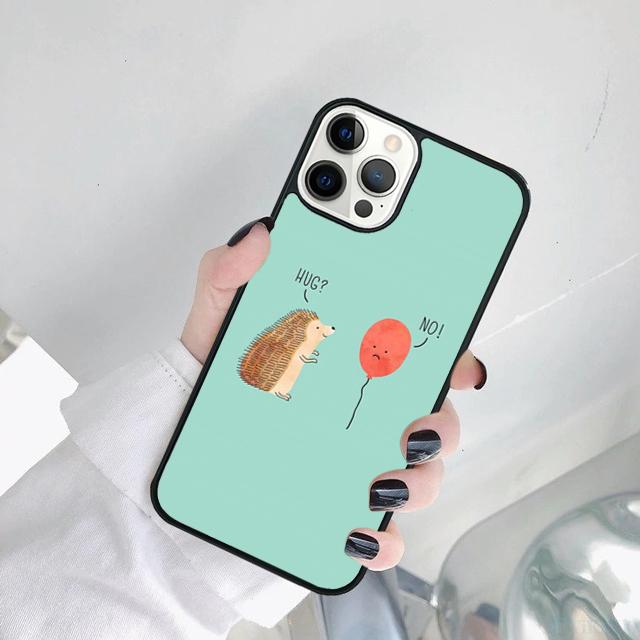 Hedgehog and Balloon Phone Case Cover For iPhone 17 Air 15 Pro MAX 16 Plus 14 12 11 13 Coque