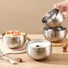 316 Stainless Steel Rice Soup Bowls with Lid Children Tableware Anti-Scald Double Layer Food Containers For Kid 380ML