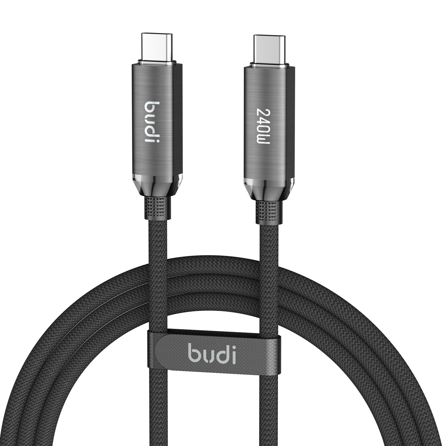 Budi 240w USB-C to USB-C Pd Type-c Charger Usb Cable 60w Fast Charging Data Cable for Android Phones Good Price Cable Length 1.8 m чёрный