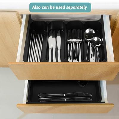 Expandable Cutlery Drawer Organizer Adjustable Utensil Tray 6 Compartment Flatware Storage Divider Kitchen Organization