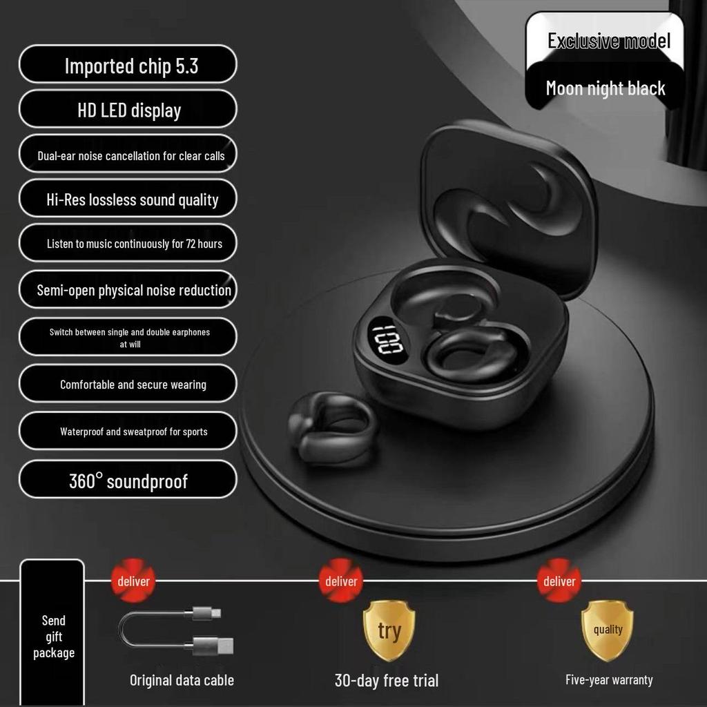 2025 New Model Bone Conduction Bluetooth Headphones: Wireless In-Ear Clip, High-End, Long-Wearing, Pain-Free Audio Experience