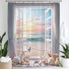 1pc Ocean Beach Shell Wooden Door Seaside Scenery Print Waterproof Shower Curtain Partition Privacy Hanging Curtain with Hooks