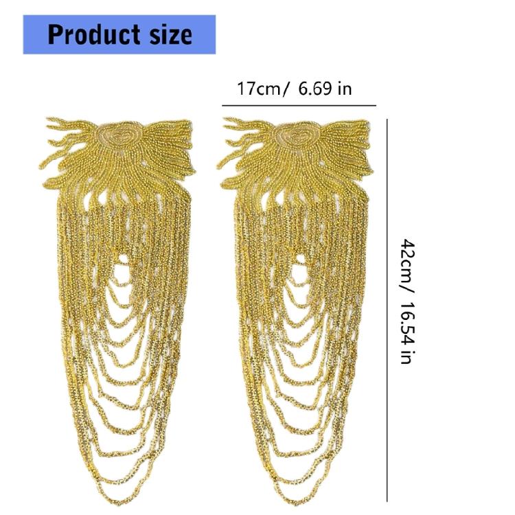 Pair Of Sequins Fringe Shoulder Patches For Party Attire Comfortable Long Wear Decorative Accent