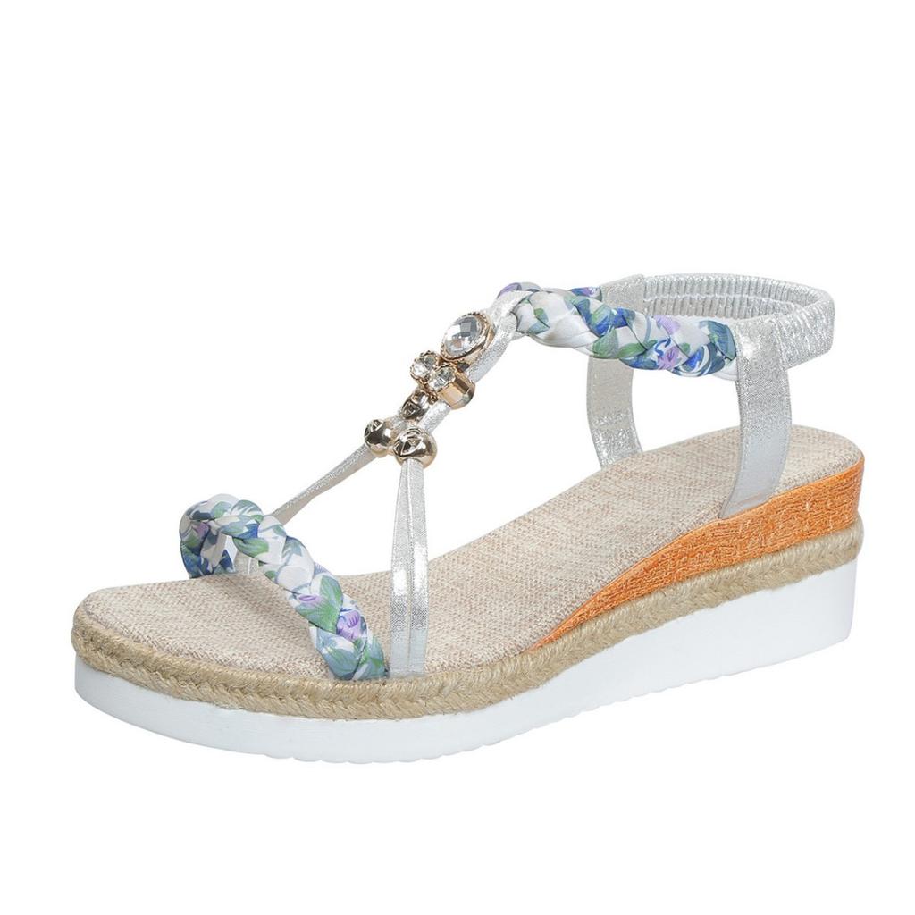 Fashion Fashion T-Strap Platform Sandals for Women New Mix Color Elastic Band Wedge Sandals Woman Summer Daily Open Toe Sandalias Female