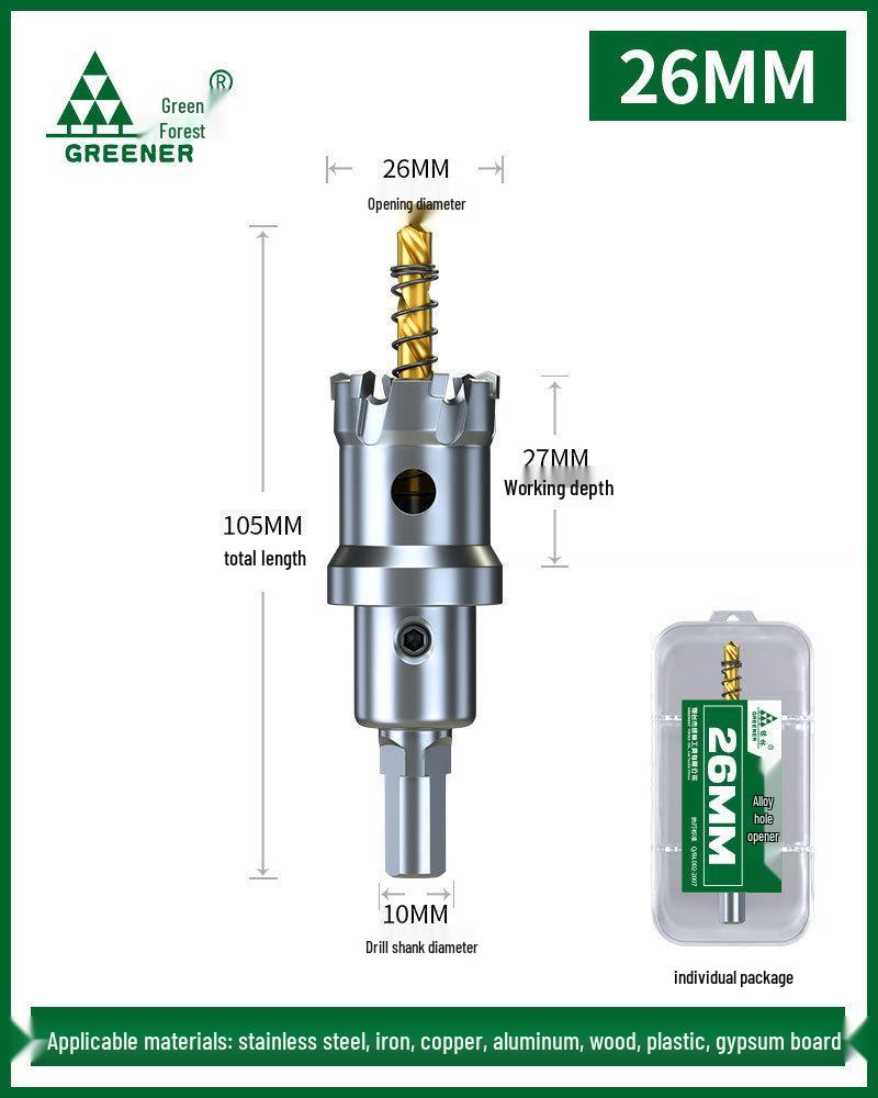 Green Forest Stainless Steel Hole Saw for Metal, Wood, and Aluminum Drilling