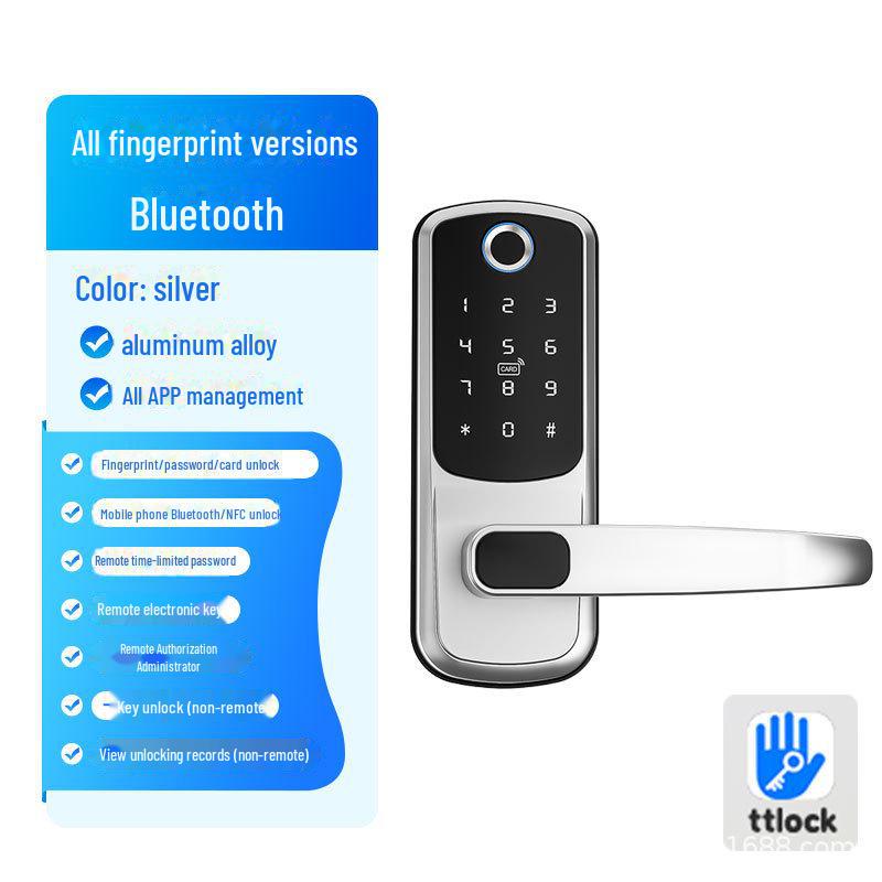 European and American Fingerprint Password Smart Lock with Tuya WiFi - No Drill Installation