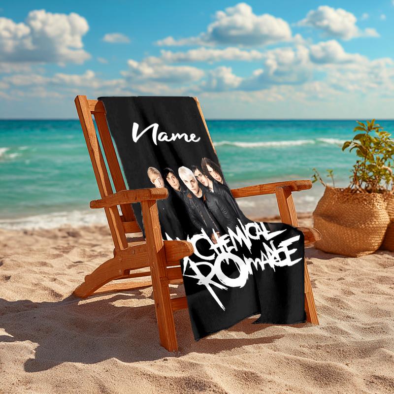 Personalized customized proof beach towel with My Chemical Romance pattern - soft, absorbent,quick-drying,perfect swimming,camping&bathing