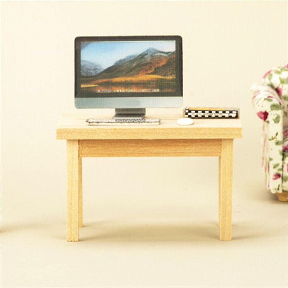 Toys Toy Model Model Furniture Wooden Tea Table Simulation Wood Table 1:12 Dollhouse Kids Play Toys