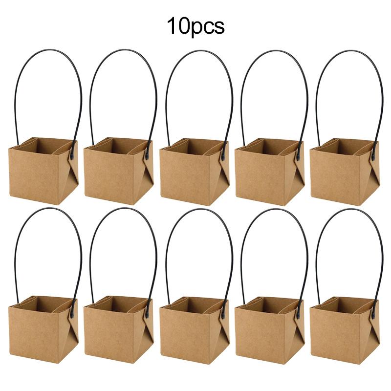

10pcs Kraft Paper Succulent Potted Plant Box Handheld Waterproof Square Lightweight Potted Plant Box Gardening Accessories
