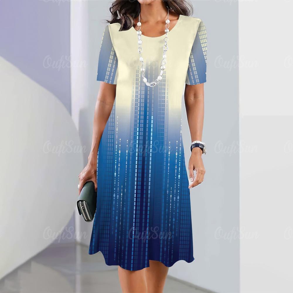 2025 rochie midi nouă elegantă și frumoasă cu imprimeu în dungi femei mărime plus o piesă rochii de vară