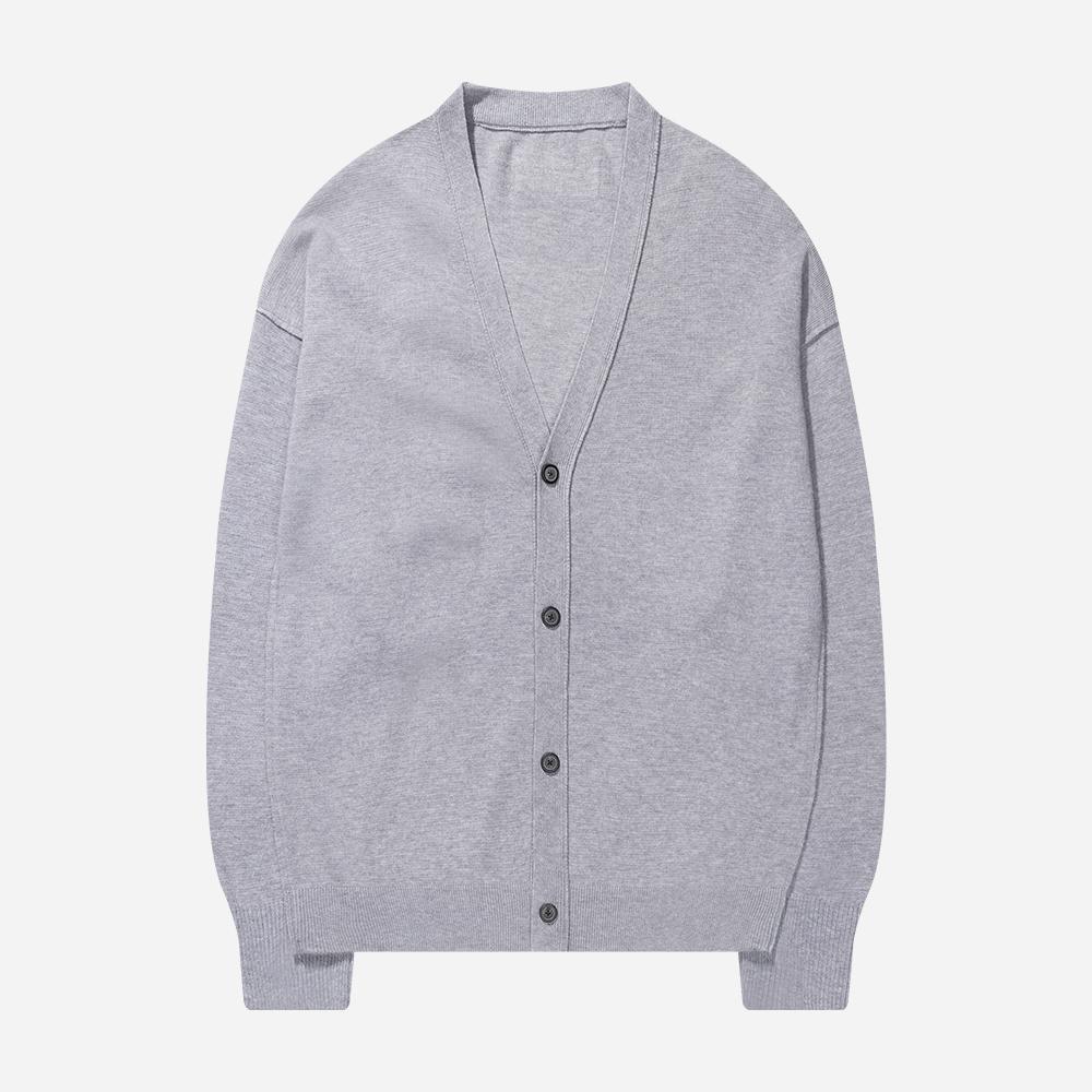 Fielders Back Point Logo V-Neck Oversized Cardigan Gray