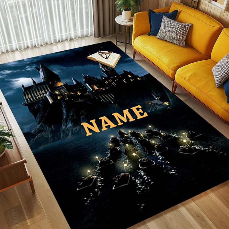 Custom Name Castle Night Living Room Non-Slip Area Rug Soft Carpet for Bedroom Kids Playroom Sofa Office Home Decor Doormat