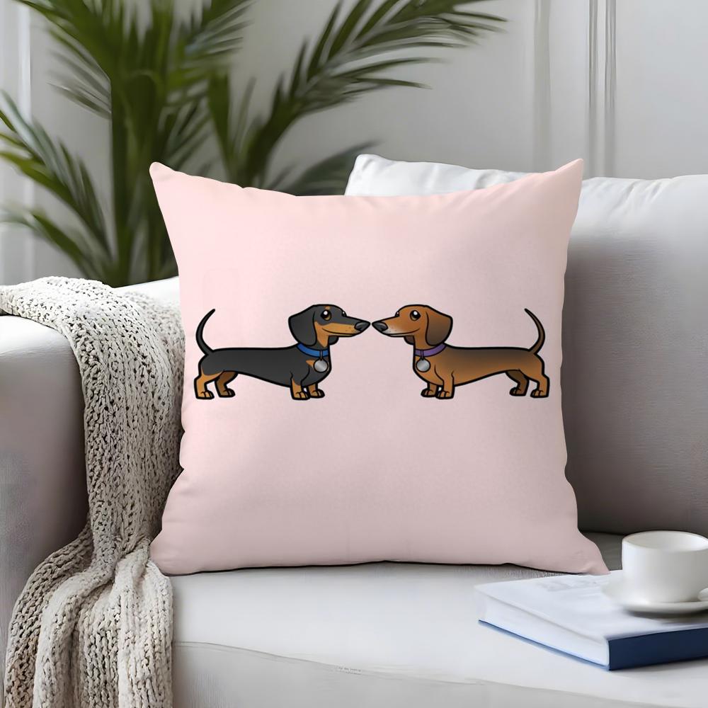 Sausage Dog Dachshund Cute Cushion Cover Plush Fabric Soft DoubleSided Printed Sofa Warm Winter Home Child Gift Pillow Case