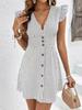 European American Women's Striped V-Neck Flutter Sleeve Dress - Summer Fashion 