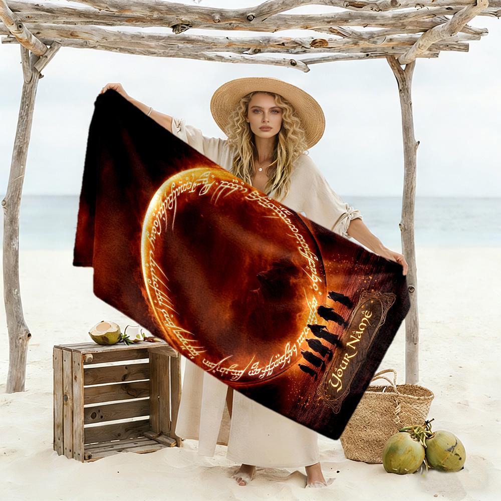 Lord Rings Personalized Text Beach Towel High Absorbency & Quick-Dry Perfect for Traveling Yoga Camping and Swimming