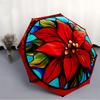 1pc Stained Glass Automatic Folding Umbrella - 8-Rib Iron Frame, Windproof, Portable Sunshade with Plastic Handle for Travel & Outdoor Activ