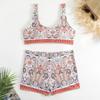 Bikini Ethnic Style Print 2-piece Swimsuit Women Sexy High Waist Tankini U-neck Beachwear Bathing Suit Summer New