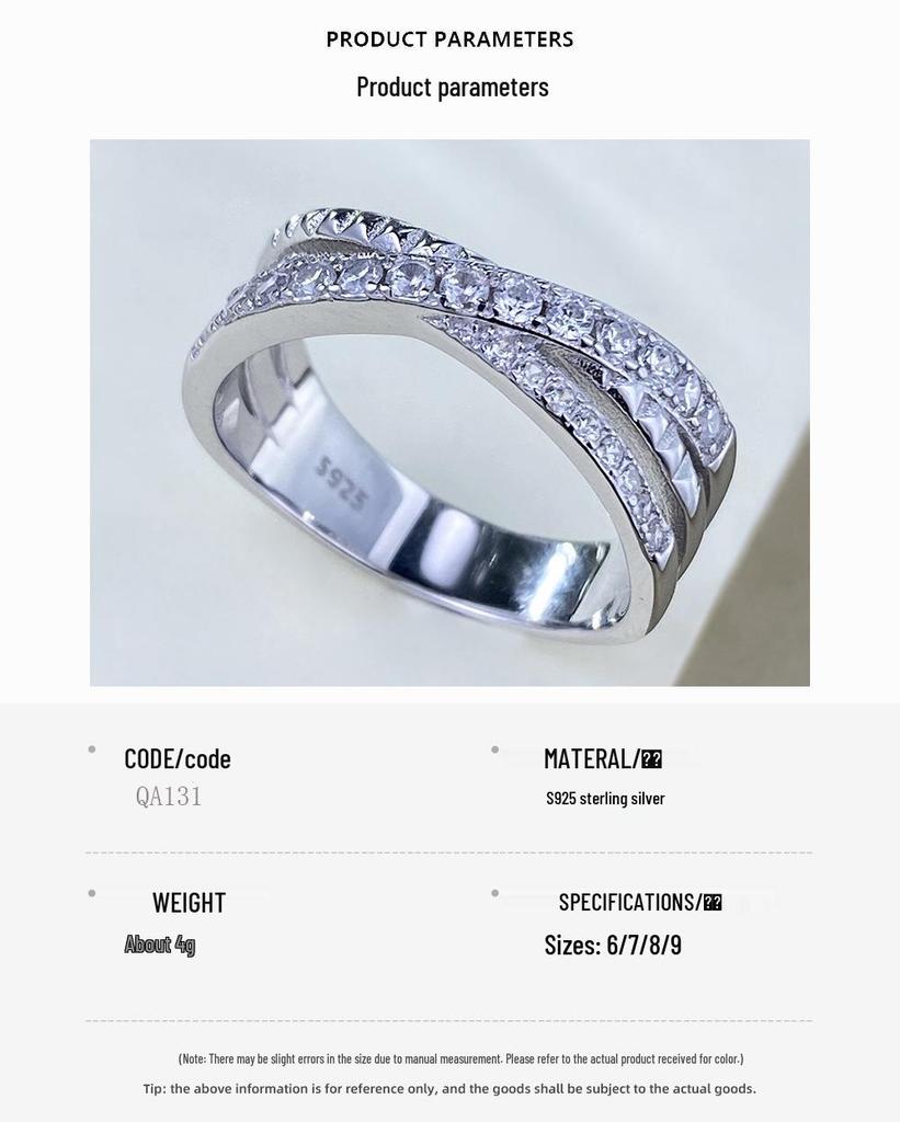 Korean Möbius Design S925 Silver Ring with Pave Zircon Inlay - Fashionable Jewelry Piece