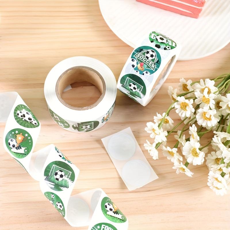 111pcs/Roll Green Football Round Sticker, Ball Themed Party Decorations for Birthday Party, Football Send A Paper Bottle Label