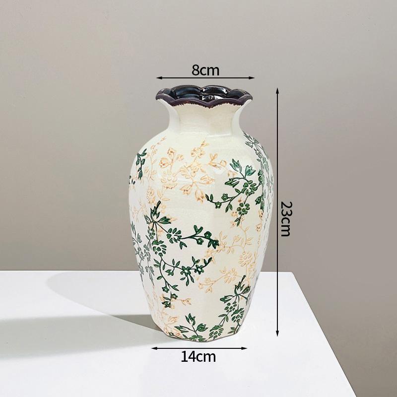 Vintage Keramiske Blomster vaser Retro Pastorale Ottekantet Vase Hydroponisk Blomsterpotte Æstetisk Dekorativ Vase Blomsterarrangement