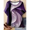 Fashion Women's Crew Neck Short Sleeve 3D Color Printing Striped Short Sleeve Crew Neck T-Shirt