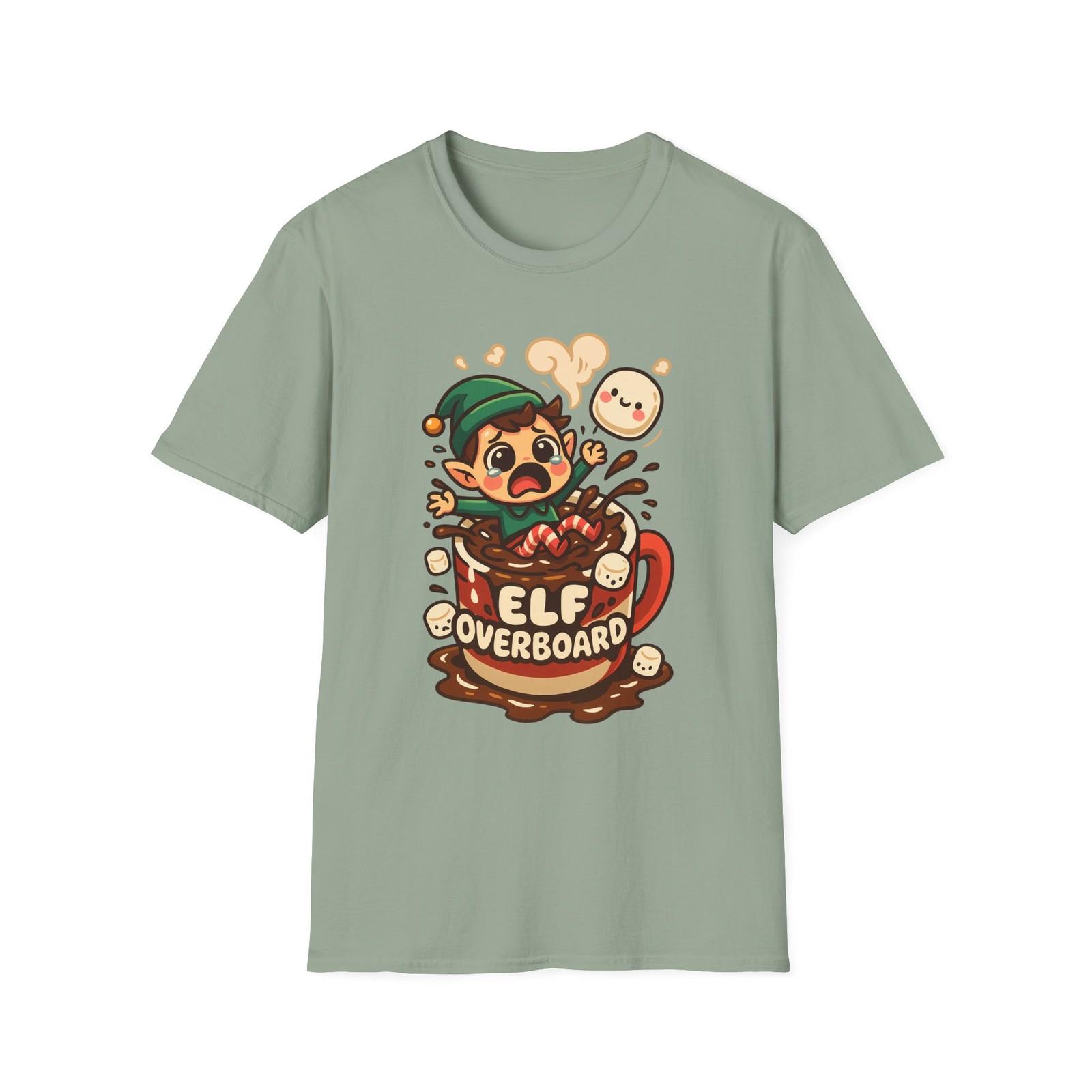 Unisex Softstyle T-Shirt Mens Womens Tees Top Chibi Elf Cocoa Mug Funny Holiday Pun Christmas 3XL