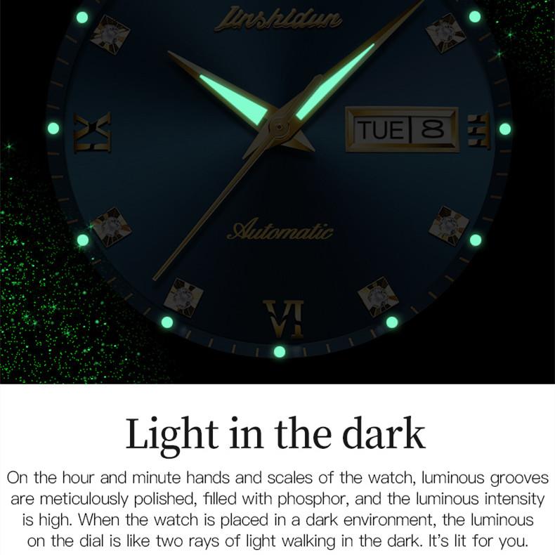 JINSHIDUN New Business and Leisure Men's Watch Automatic Mechanical Watch Luminous Waterproof High-end Business Watch Male