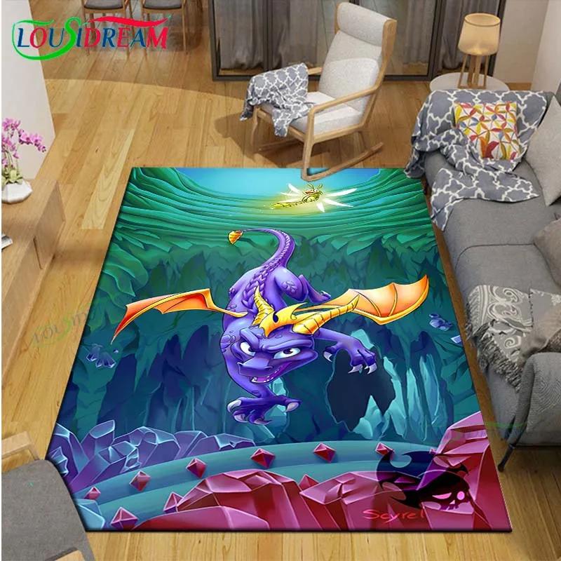 3D Klasické Hry S-Spyro Drak Tištěné Koberce Obývací Pokoj Protiskluzový Plošný Koberec Dětský Pokoj Rohožky Jóga Podložka Velký Koberec Dekor