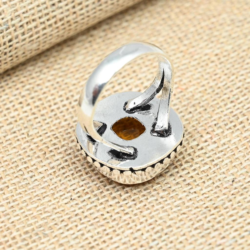 Honey Topaz Gemstone 925 Sterling Silver Handmade Christmas Gift Jewelry Ring