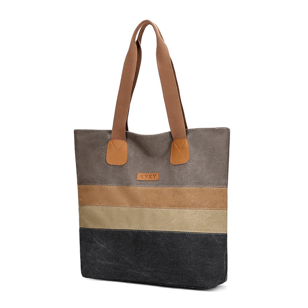 Vintage Canvas Shoulder Bag Women's Portable Tote Bag Tongle Large Capacity Shopping Bag