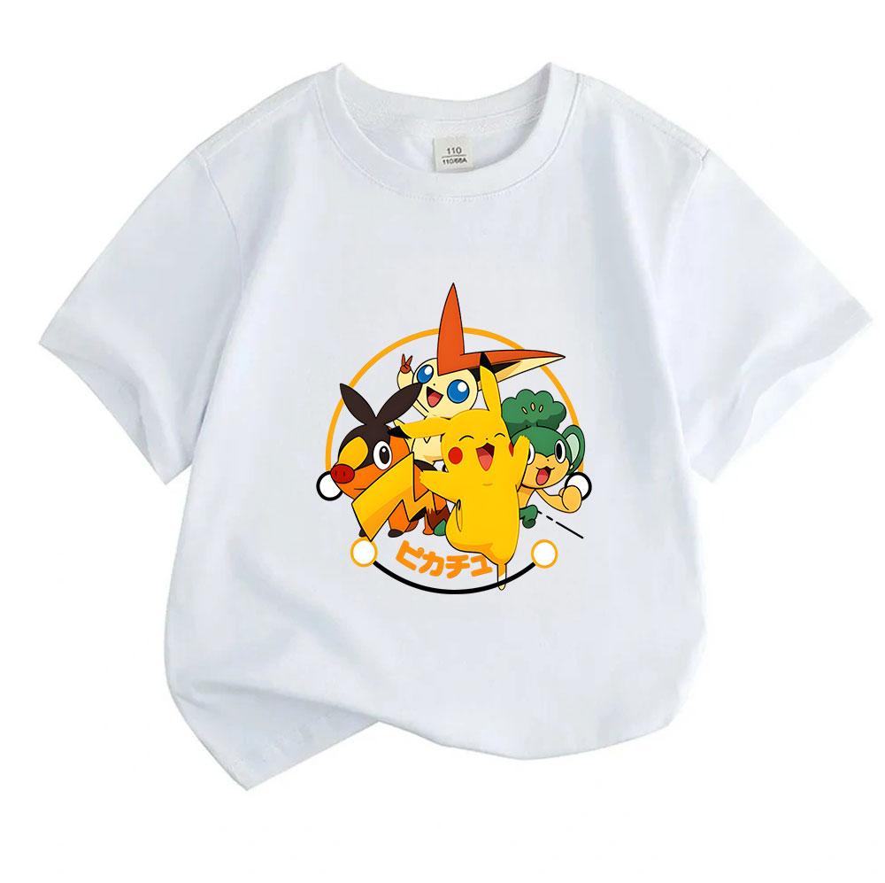 Kids Boys Girls 100% Cotton Crew Neck Short Sleeve T-Shirt Cute Cartoon Anime Monster Print Casual Breathable Tee Shirt for Daily Playwear Summer Top
