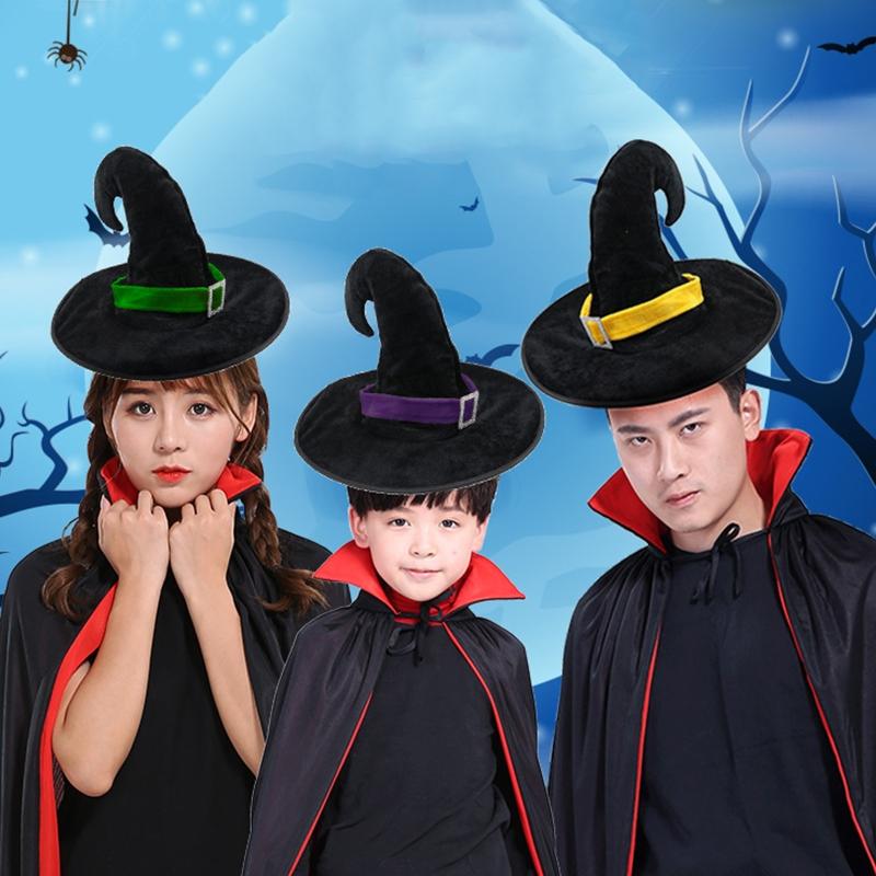 Adult Kids Children Halloween Witch Hats Masquerade Wizard Hat Cosplay Costume Halloween Party Fancy Dress Decor