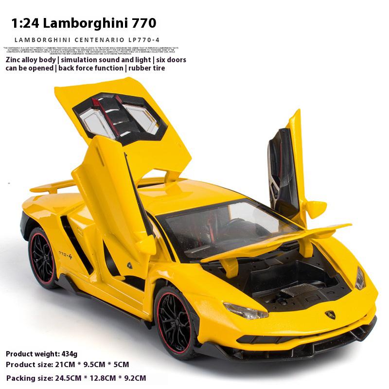 

Масштаб 1/24 Lamborghini LP770-4 Супер мускулистый спортивный автомобиль Сплав Металл Литой Под Давлением Украшение для рабочего стола компьютера Автомобильный интерьер Подарочная коробка жёлтый